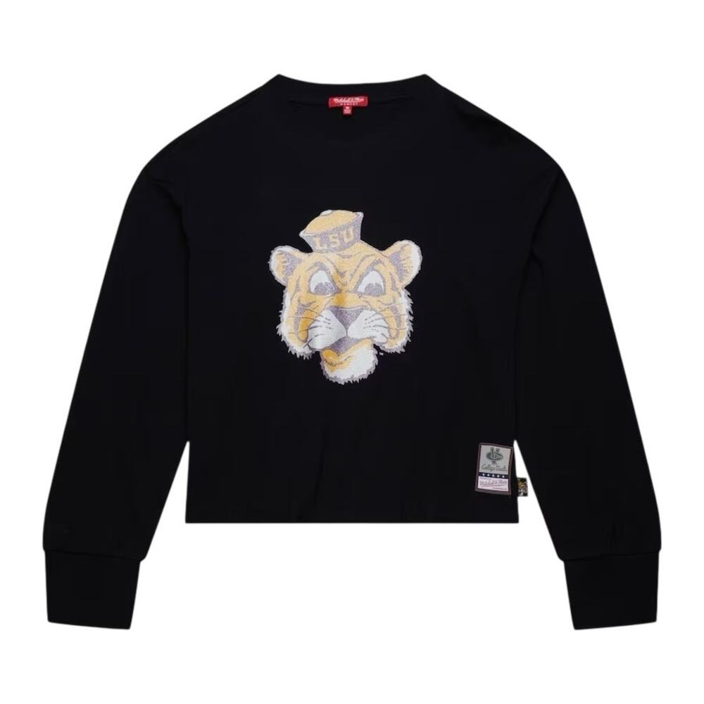 NWT! Mitchell & Ness Louisiana State University Glitter Crop Crewneck - Size L